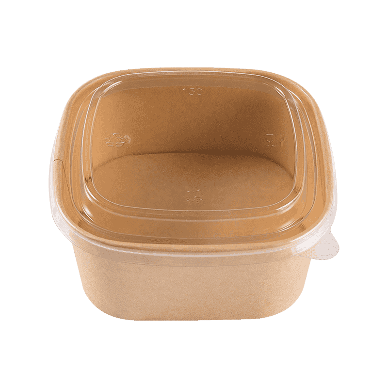 Disposable Biodegradable Square Kraft Salad Bowl