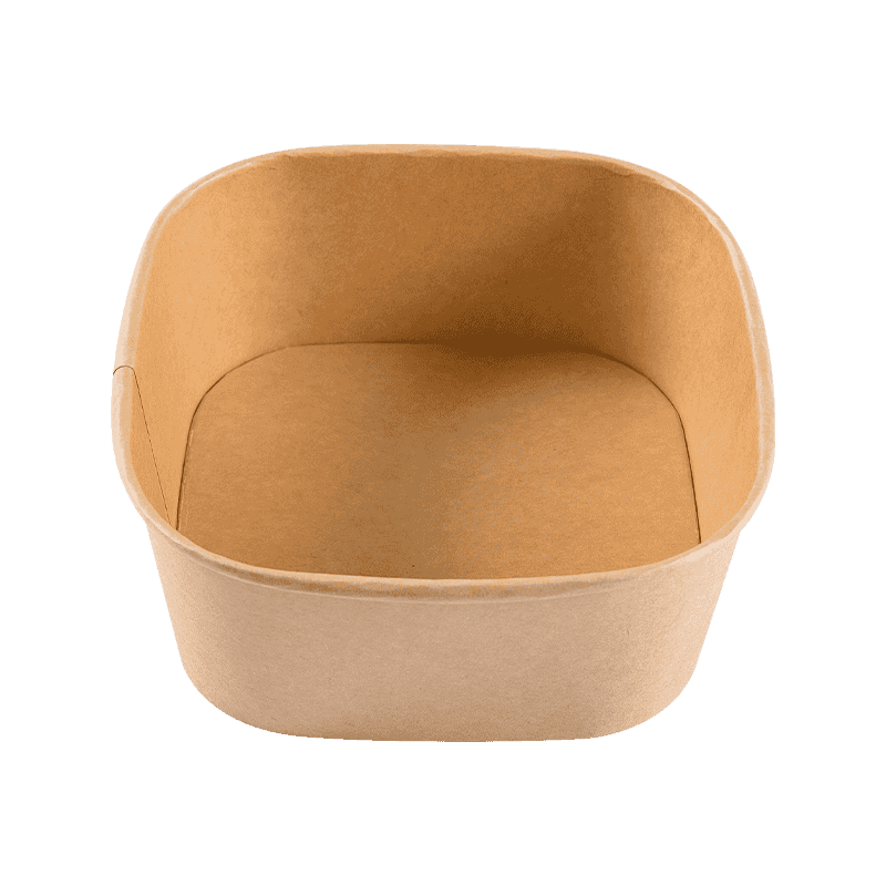 Disposable Biodegradable Square Kraft Salad Bowl