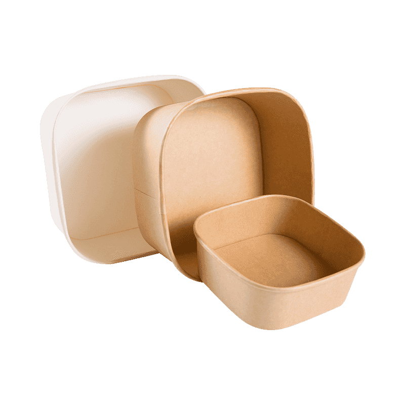 Disposable Environmental Friendly Kraft Paper Takeaway Square Paper Bowl Packaging Boxes