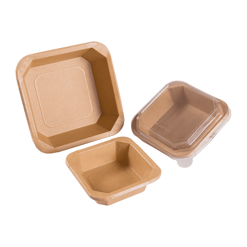 Disposable Kraft Octagonal Salad Bowl Lunch Box with PET Cover