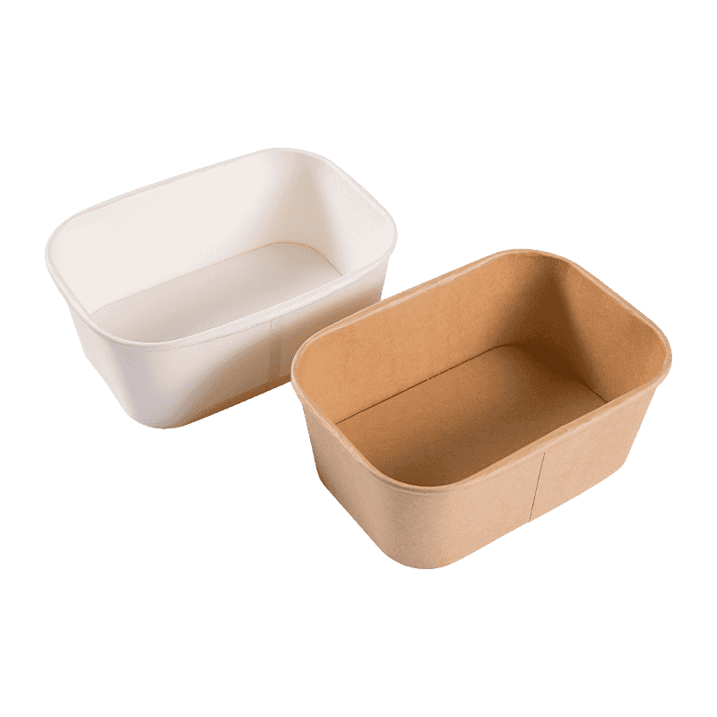 Disposable Kraft Biogradable Compostable Food Grade Rectangular Takeaway Paper Bowl