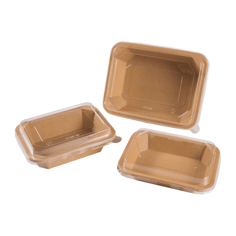 Disposable Kraft Octagonal Salad Bowl Lunch Box with PET Cover