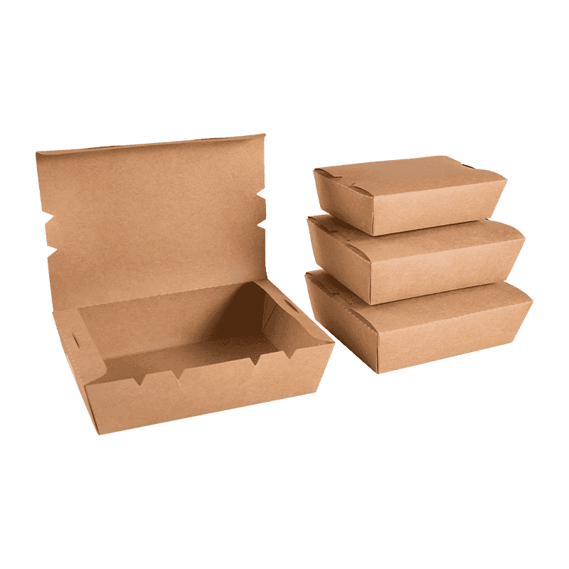 Disposable Single Window Takeaway Kraft Paper Restaurant Salad Noodle Lunch Boxes