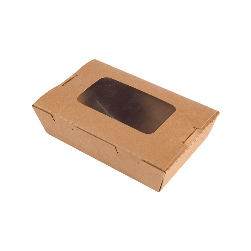 Disposable Single Window Takeaway Kraft Paper Restaurant Salad Noodle Lunch Boxes