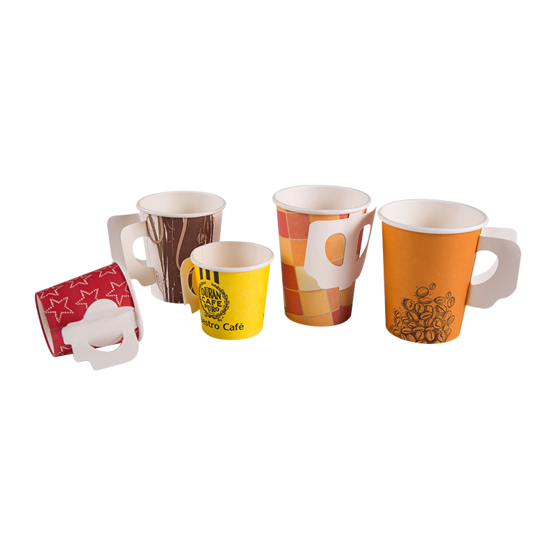 Printed Disposable Hot Drink Paper Coffee Cup with Handle