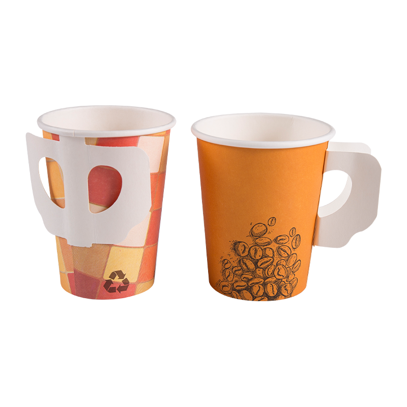 Printed Disposable Hot Drink Paper Coffee Cup with Handle