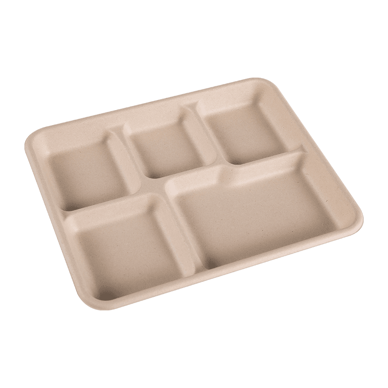 5 Compartment Disposable Paper Tray School Lunch Food Container