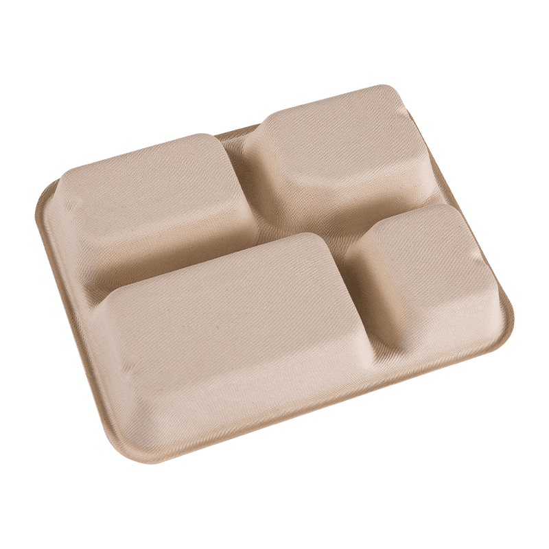 Recyclable 4 Compartment Food Lunch Fast Food Tray