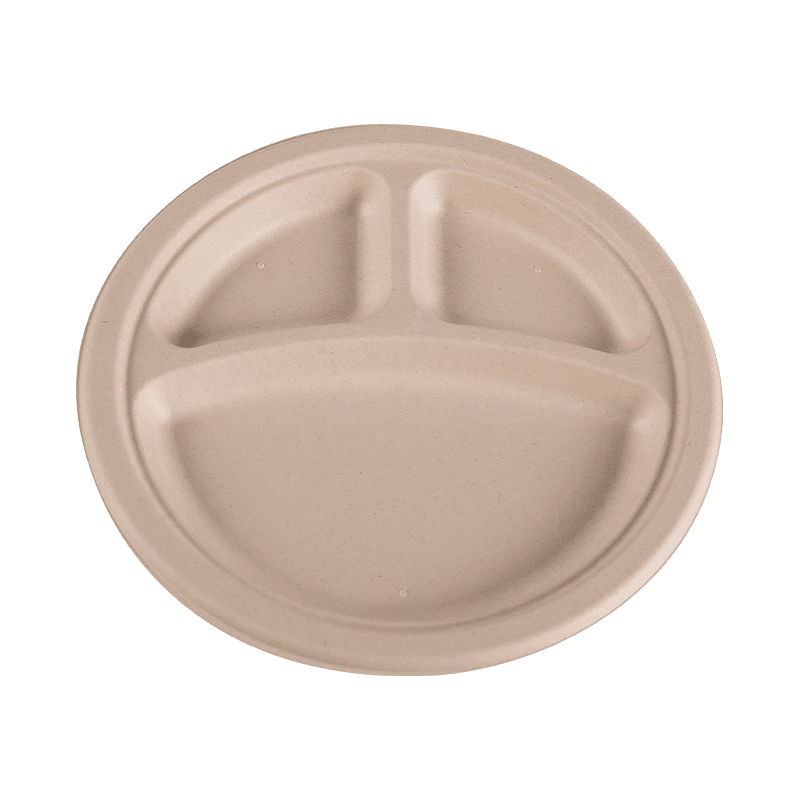 3 Compartment Biodegradable Microwavable Round Lunch Tray