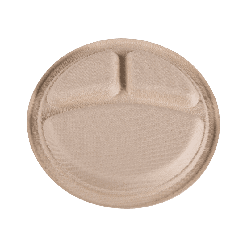 3 Compartment Biodegradable Microwavable Round Lunch Tray