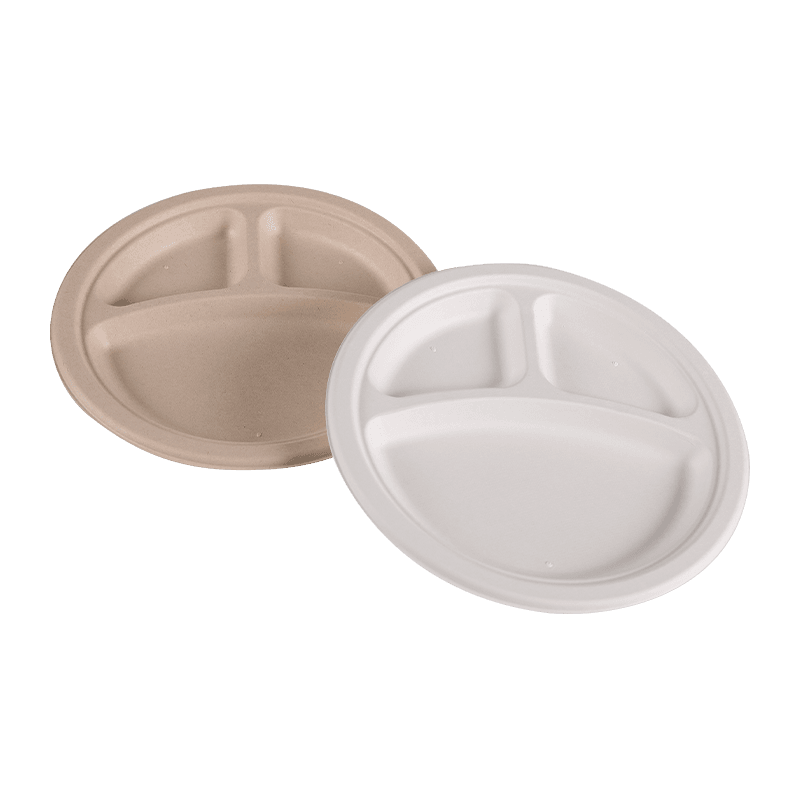 3 Compartment Biodegradable Microwavable Round Lunch Tray