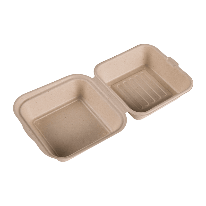 Sugarcane Bagasse Square Takeaway Burger Lunch Container