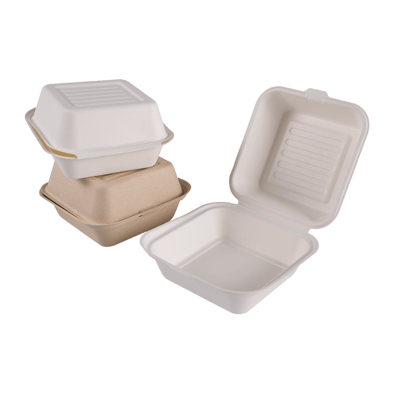 Sugarcane Bagasse Square Takeaway Burger Lunch Container