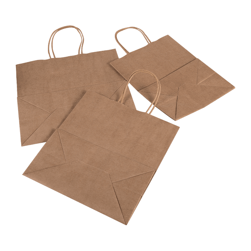 Bulk Kraft Paper Shopping Takeaway Bags with Carrying Handle