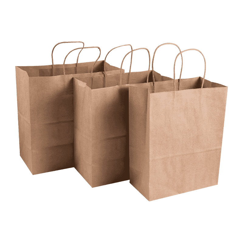 Bulk Kraft Paper Shopping Takeaway Bags with Carrying Handle